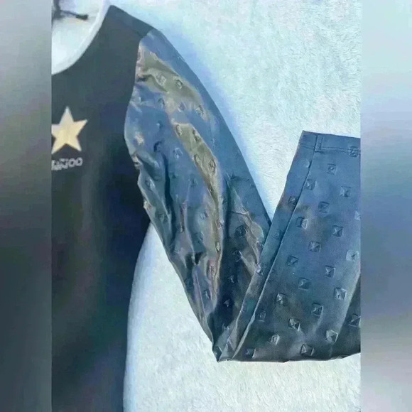 Jakioo Monnalisa Faux Leather Long SleeveLoose Fit Dress black womens size M - Picture 2 of 7